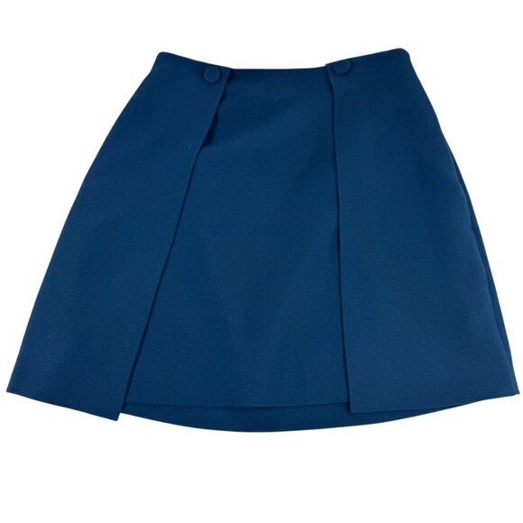Club Monaco Blue Textured Mini Skirt Women’s Size 00 | Pleated Front Detail - Picture 1 of 9